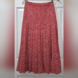 NWOT Ted Baker 2025 Zandi Flowy Pleated Midi Skirt Pink Red Confetti Print US4